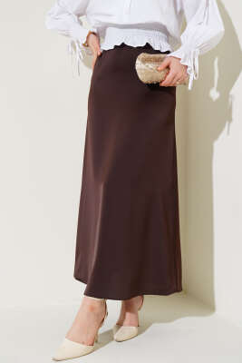 Beli Lastikli Saten Etek Acı Kahve - AGAS TEKSTİL
