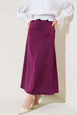 Beli Lastikli Saten Etek Mor - AGAS TEKSTİL