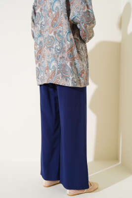 Beli Lastikli Tencel Pantolon Lacivert - Pantolon