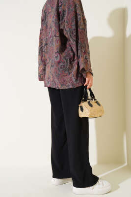 Beli Lastikli Tencel Pantolon Siyah - Pantolon