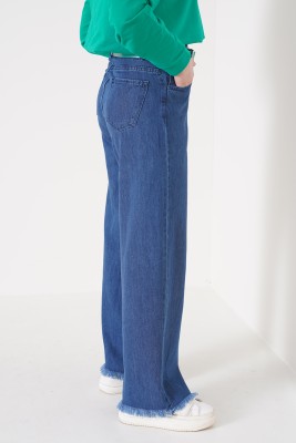Beli Lastikli Yüksek Bel Kot Pantolon - Pantolon