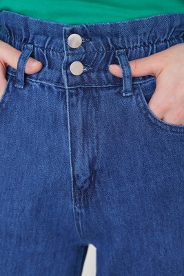 Beli Lastikli Yüksek Bel Kot Pantolon - Pantolon