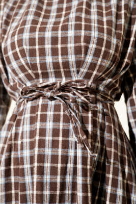 Beli Pens Detaylı Ekoseli Elbise Kahve - Elbise