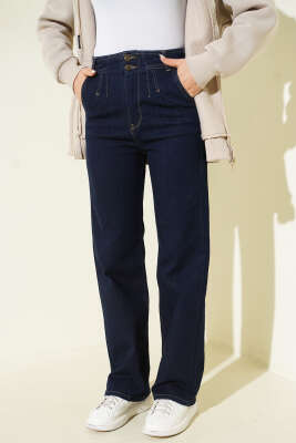 Beli Pensli Palazzo Kot Pantolon Lacivert - Pantolon