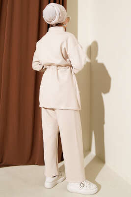 Beli Tünelli Fermuarlı Scuba İkili Takım Bej - Scuba Ürünler