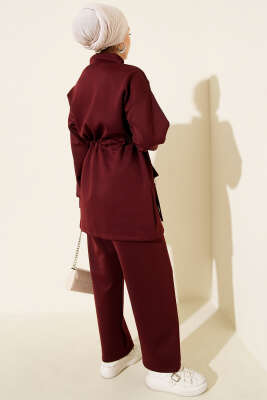 Beli Tünelli Fermuarlı Scuba İkili Takım Bordo - Scuba Ürünler