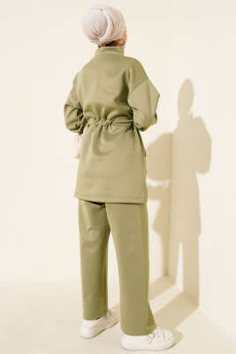 Beli Tünelli Fermuarlı Scuba İkili Takım Çağla Yeşili - İkili Takım