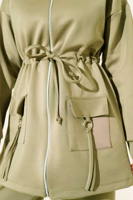 Beli Tünelli Fermuarlı Scuba İkili Takım Çağla Yeşili - İkili Takım