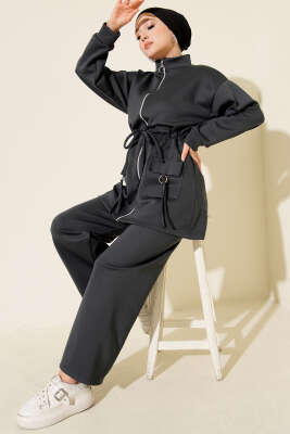 Beli Tünelli Fermuarlı Scuba İkili Takım Füme - Scuba Ürünler