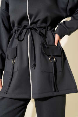 Beli Tünelli Fermuarlı Scuba İkili Takım Füme - Scuba Ürünler