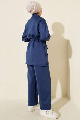 Beli Tünelli Fermuarlı Scuba İkili Takım Lacivert - İkili Takım