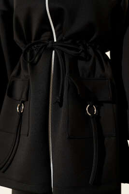 Beli Tünelli Fermuarlı Scuba İkili Takım Siyah - İkili Takım