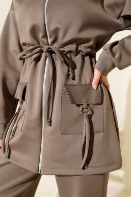 Beli Tünelli Fermuarlı Scuba İkili Takım Vizon - Scuba Ürünler