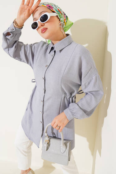 Beli Tünelli Gömlek Gri - Gömlek