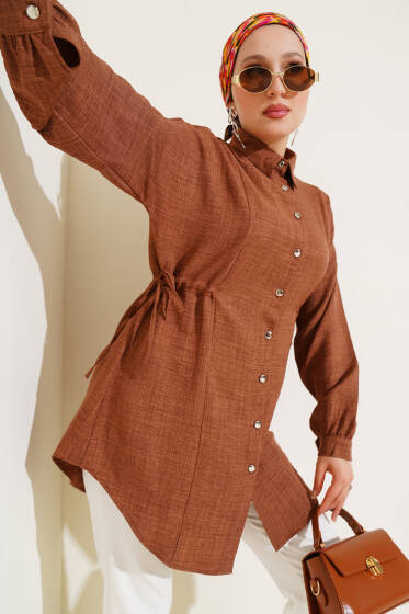 Beli Tünelli Gömlek Kahve - Gömlek