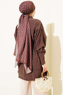 Beli Tünelli Katlı Modal Gömlek Kahve - Gömlek