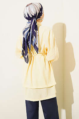 Beli Tünelli Katlı Modal Gömlek Sarı - Gömlek