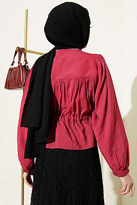 Beli Tünelli Salaş Kısa Gömlek Bordo - 300-500 TL Ürünler