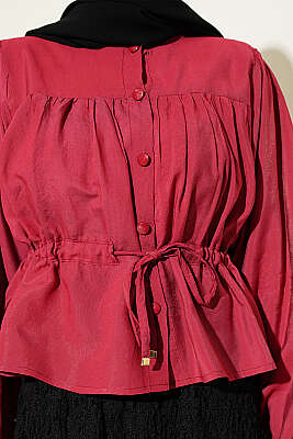 Beli Tünelli Salaş Kısa Gömlek Bordo - 300-500 TL Ürünler
