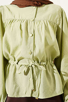 Beli Tünelli Salaş Kısa Gömlek Çağla Yeşili - Gömlek