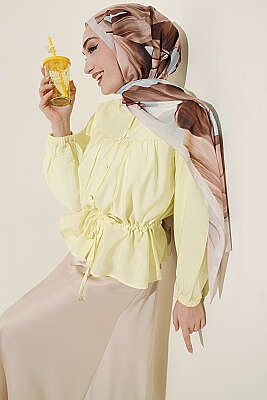 Beli Tünelli Salaş Kısa Gömlek Sarı - TABLO FASHİON