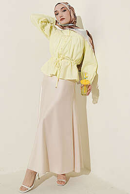 Beli Tünelli Salaş Kısa Gömlek Sarı - Gömlek