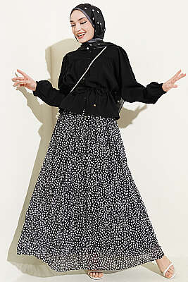 Beli Tünelli Salaş Kısa Gömlek Siyah - Gömlek