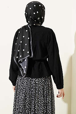 Beli Tünelli Salaş Kısa Gömlek Siyah - Gömlek