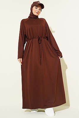 Beli Tünelli Salaş Loyşa Elbise Kahve - SAS