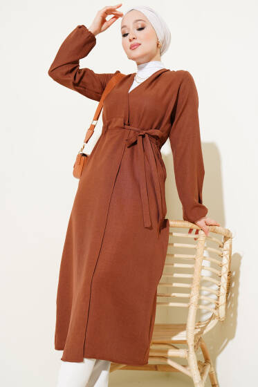 Beli Tünelli Uzun Kap Kahve - Dış Giyim&Mont