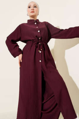 Beli Tünelli Uzun Tunikli İkili Takım Burgonya - NESSİA