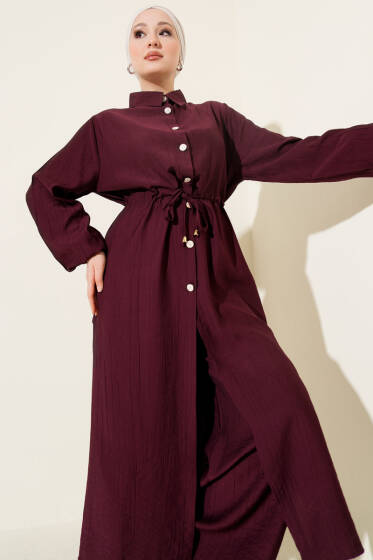 Beli Tünelli Uzun Tunikli İkili Takım Burgonya - İkili Takım
