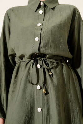 Beli Tünelli Uzun Tunikli İkili Takım Haki - İkili Takım