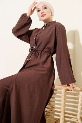 Beli Tünelli Uzun Tunikli İkili Takım Kahve - İkili Takım