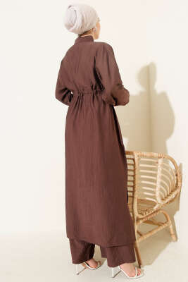 Beli Tünelli Uzun Tunikli İkili Takım Kahve - İkili Takım