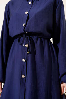 Beli Tünelli Uzun Tunikli İkili Takım Lacivert - İkili Takım