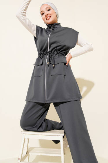 Beli Tünelli Yelekli Scuba İkili Takım Füme - Scuba Ürünler