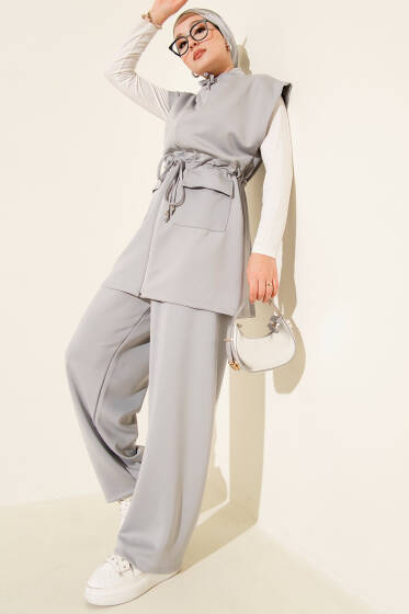 Beli Tünelli Yelekli Scuba İkili Takım Gri - Scuba Ürünler