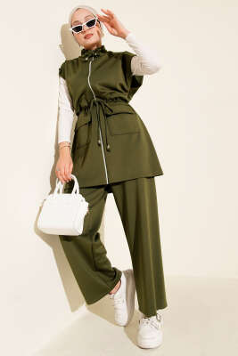 Beli Tünelli Yelekli Scuba İkili Takım Haki 