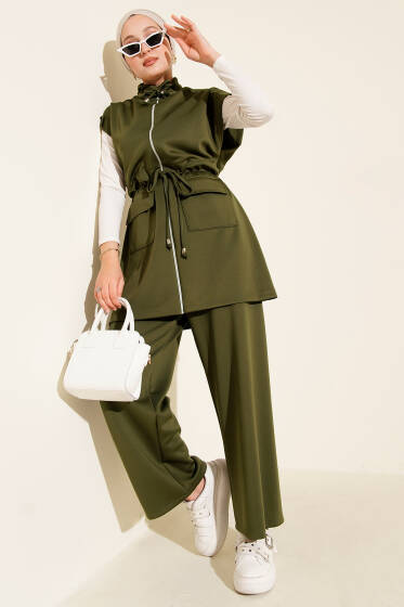 Beli Tünelli Yelekli Scuba İkili Takım Haki - Scuba Ürünler