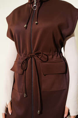 Beli Tünelli Yelekli Scuba İkili Takım Kahve - İkili Takım