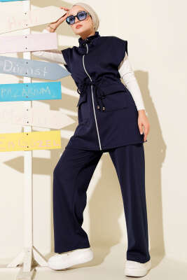 Beli Tünelli Yelekli Scuba İkili Takım Lacivert