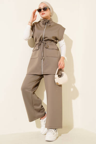 Beli Tünelli Yelekli Scuba İkili Takım Vizon - Scuba Ürünler