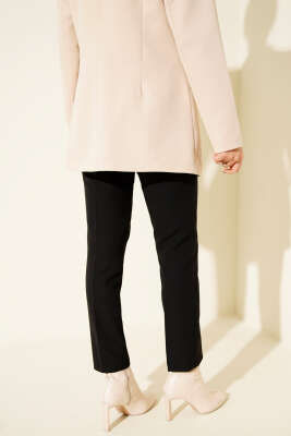 Beli Yarım Lastikli Kumaş Pantolon Siyah - Pantolon