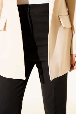 Beli Yarım Lastikli Kumaş Pantolon Siyah - Pantolon