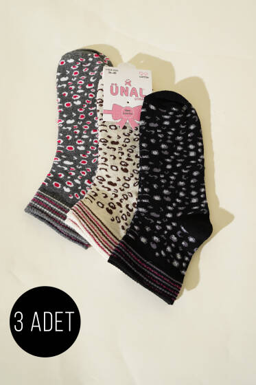 Benekli Yarım Bayan 3'lü Çorap Asorti 1 - Kadın Çorap