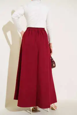 Yandan Cepli Basic Etek Bordo - Uzun Etek
