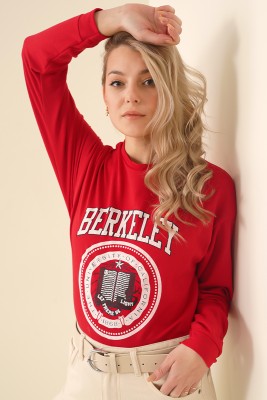 Berkeley Baskılı Kırmızı Sweatshirt - Thumbnail
