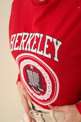Berkeley Baskılı Kırmızı Sweatshirt - Thumbnail