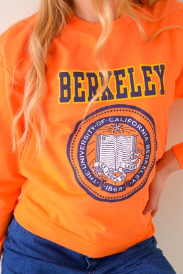 Berkeley Baskılı Oranj Sweatshirt - Thumbnail